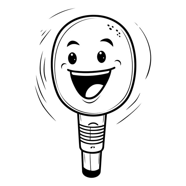 Vector smiling microphone cartoon mascot character vector illustration