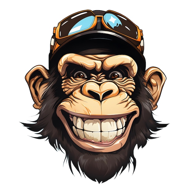 Smiling monkey funny face vector logo