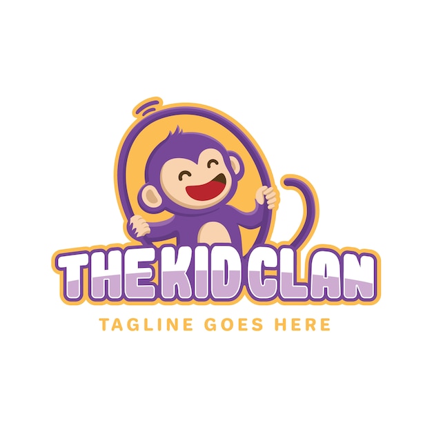 Vector smiling monkey kid logo