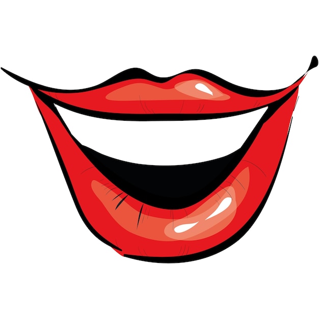 Smiling mouth vector cartoon illustration icon on white