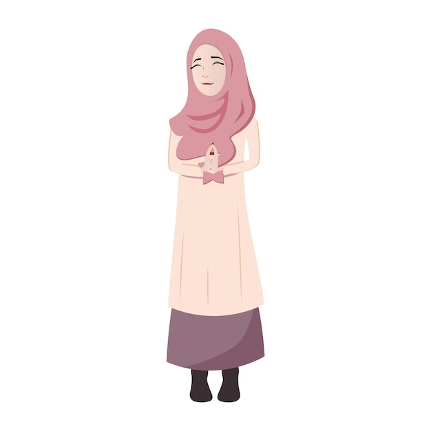 Hijab Girl Sit Smile Cute Stock Illustration 1764474020