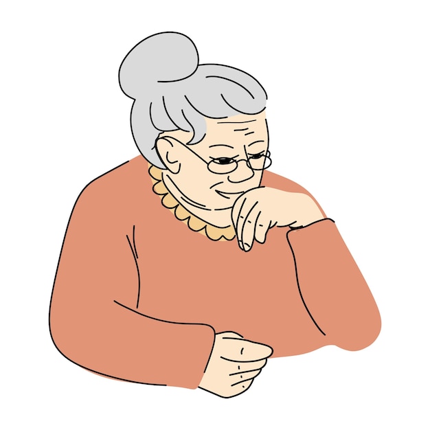 Smiling old woman wearing glasses