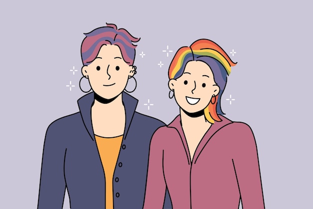 Smiling people with colorful hair