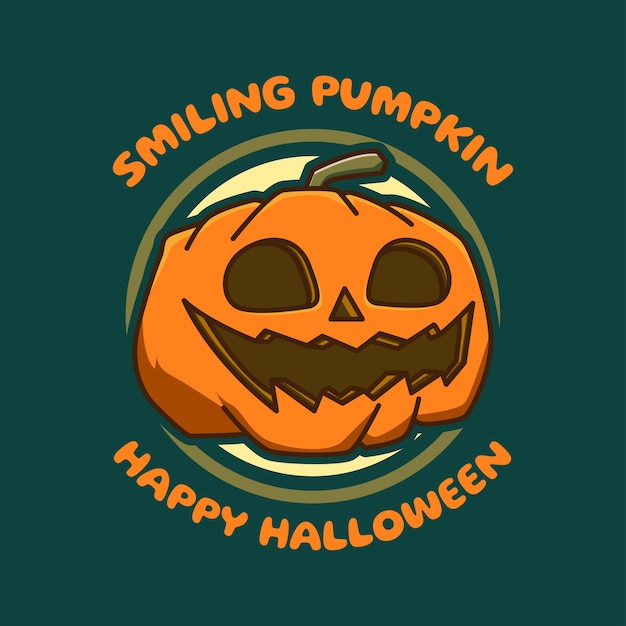 smiling pumpkin happy halloween vector illustration