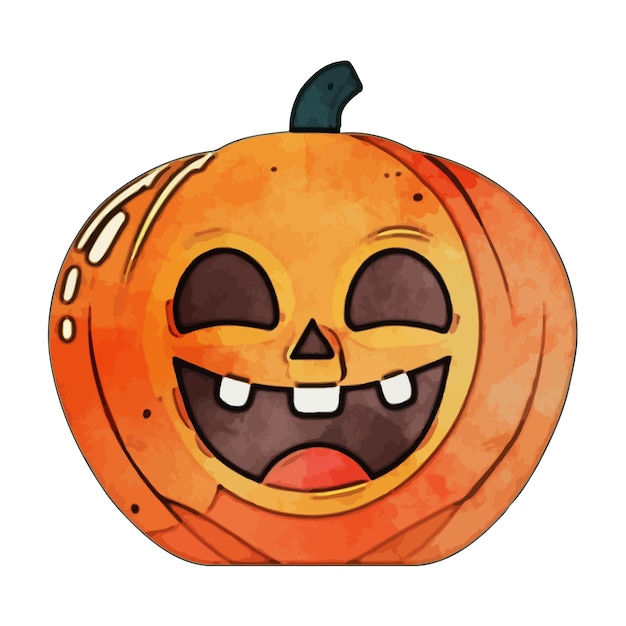 Vector smiling pumpkin watercolor vector illustration