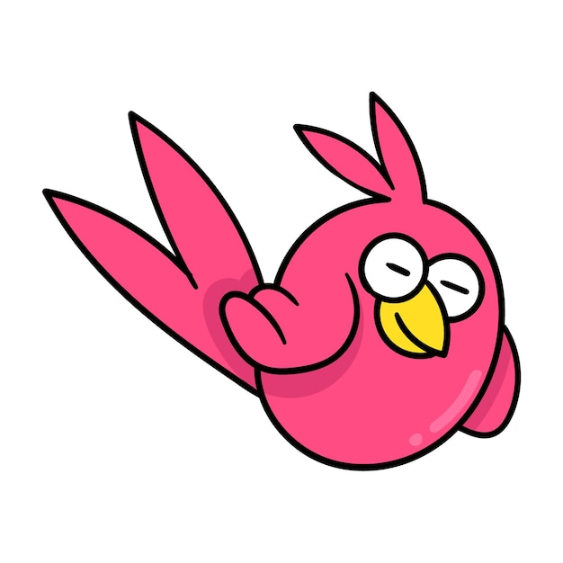 Smiling red little chick doodle icon drawing