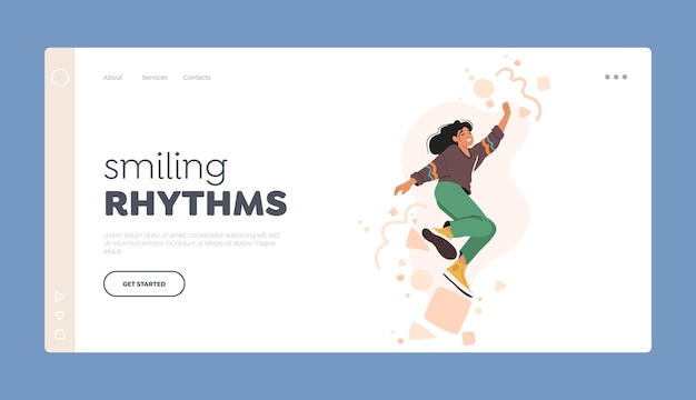 ベクトル 笑顔のリズムのランディング ページ テンプレート