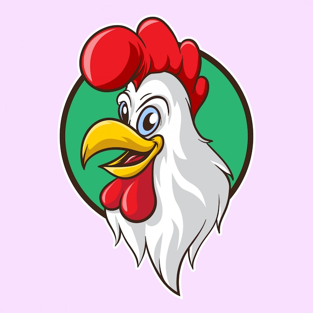 Vector a smiling rooster head in hand drawn