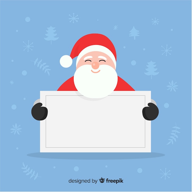 Vector smiling santa holding blank sign