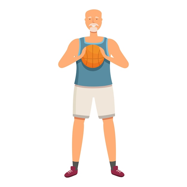 Vector smiling senior athlete icon cartoon vector basketball outdoor play