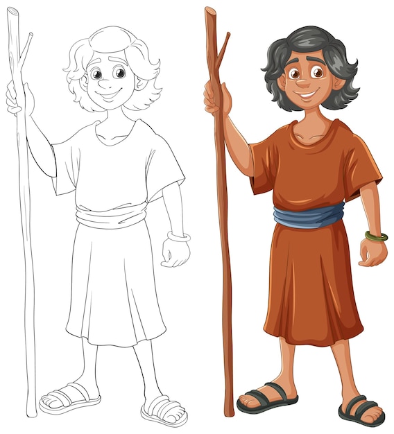 Smiling Shepherd Boy Illustration