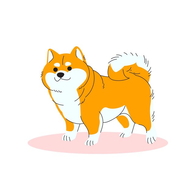 Vettore illustrazione di un cane shiba inu sorridente