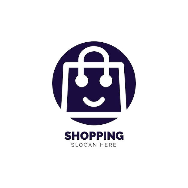 ベクトル モダンなデザインスタイルの小売ブランドの笑顔のショッピングバッグロゴ