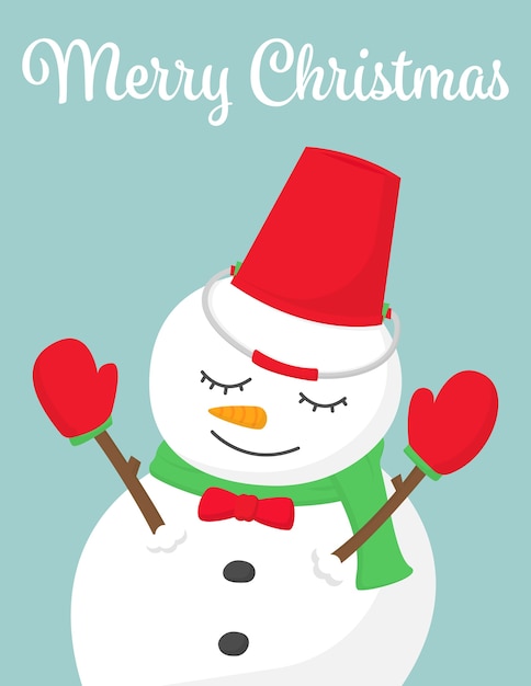 Smiling Snowman Merry Christmas postcard.