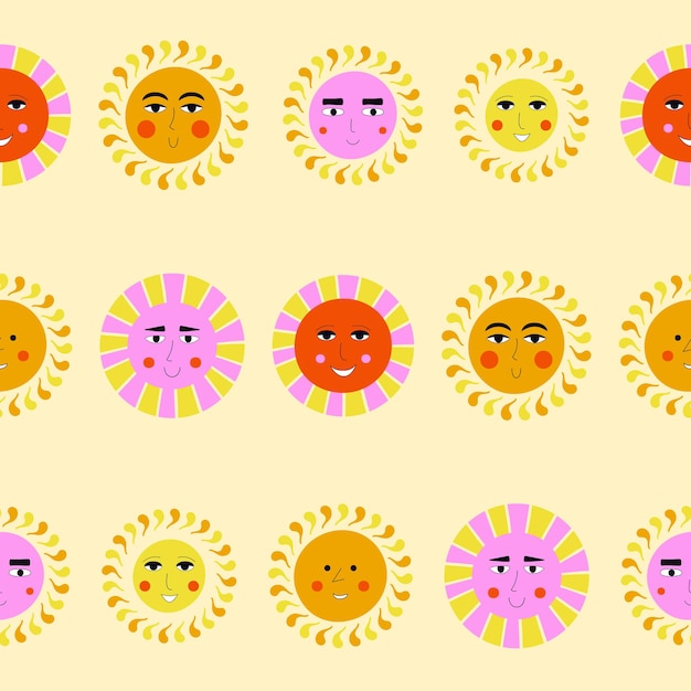 Smiling sun abstract personage mascot design funny face cute iconx9