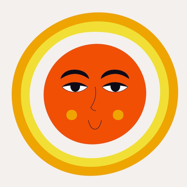 Вектор Улыбающееся солнце абстрактный персонаж талисман дизайн смешное лицо милый iconx9