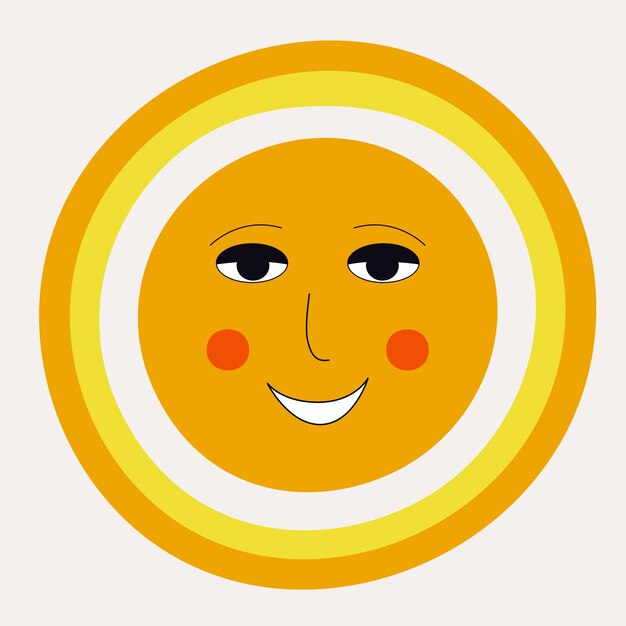 Vector smiling sun abstract personage mascot design funny face cute iconx9