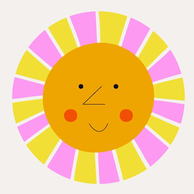 Smiling sun abstract personage mascot design funny face cute iconx9