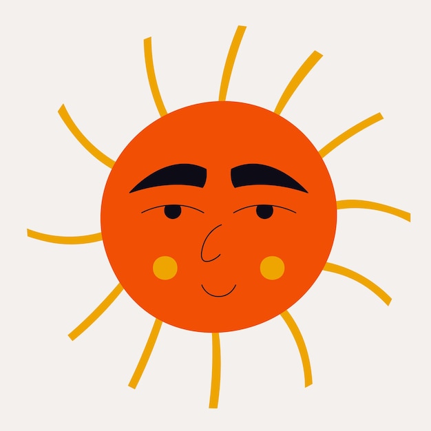 Улыбающееся солнце абстрактный персонаж талисман дизайн смешное лицо милый iconx9