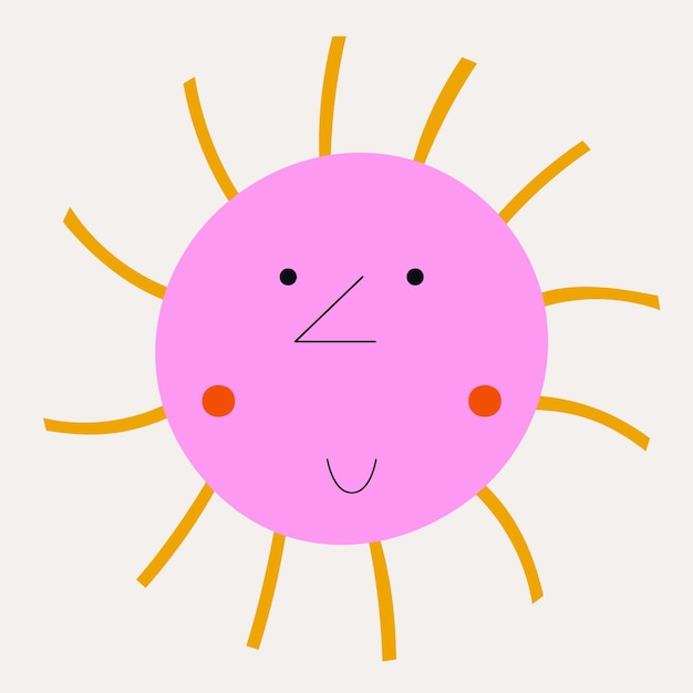 Smiling sun abstract personage mascot design funny face cute iconx9