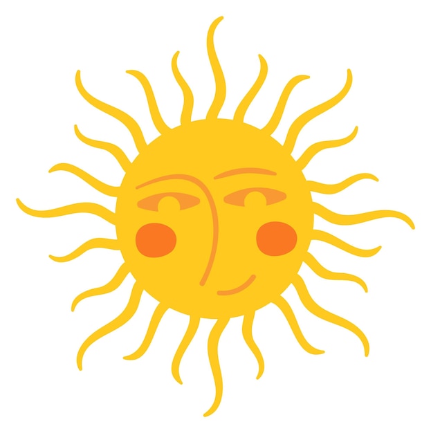 Smiling sun funny face summer weather mascot