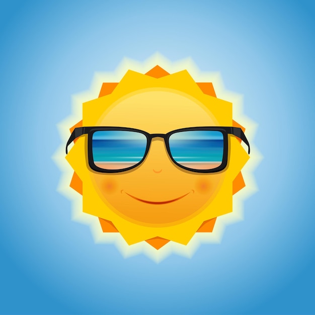 Vector smiling sun with sunglasses a b c