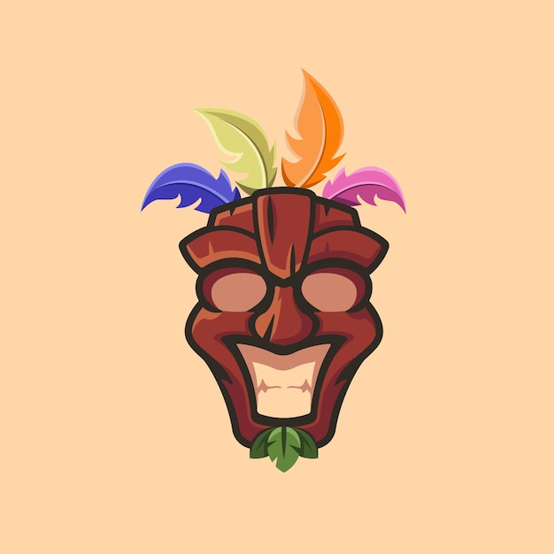 Smiling Tiki Face Mask Illustration