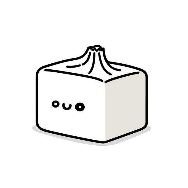 smiling tofu character in simple line art