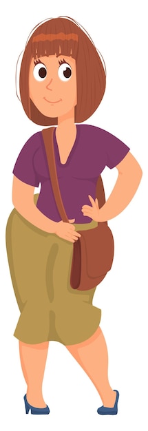 Smiling woman in casual clothes Cartoon female character