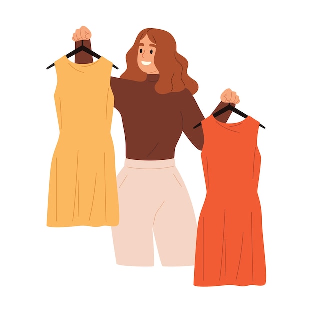 Smiling woman choosing clothes