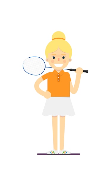 Smiling woman tennis player with racket