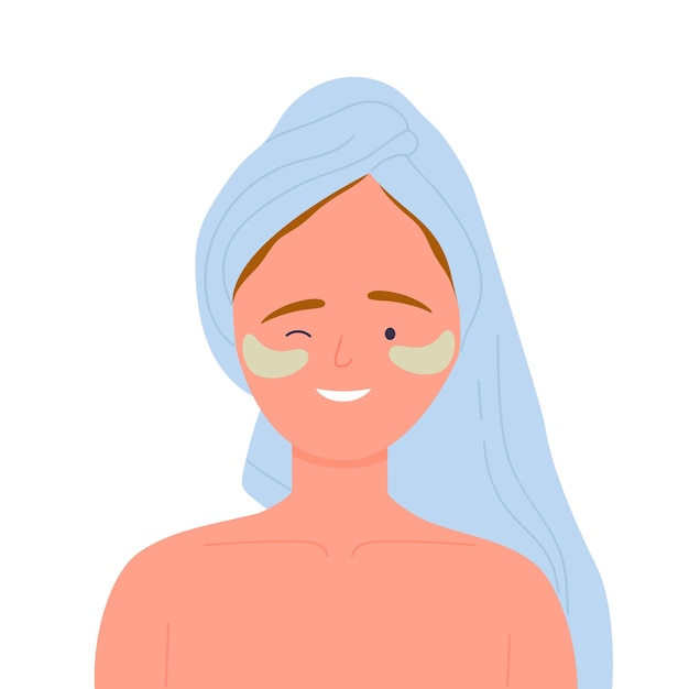 Vector smiling woman with eyes patches