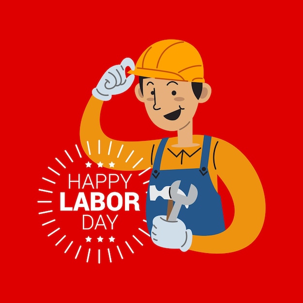 Smiling worker happy labor day vector illustration