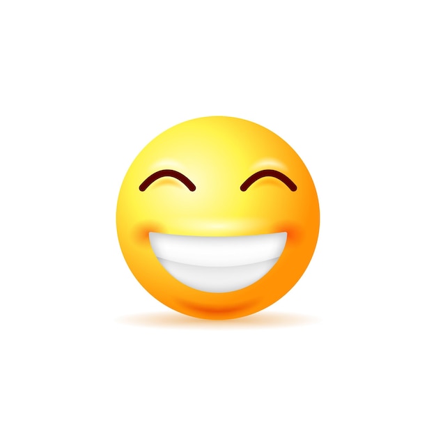 Smiling yellow emoji isolated on white background