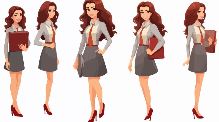 Vector smiling young woman teacher character cartoon vector illustration