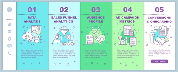 SMM courses onboarding mobile web pages vector template