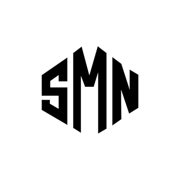 Vettore design del logo di lettera smn con forma di poligono smn poligono e forma di cubo design del logo smn esagono vettoriale modello di logo colori bianco e nero smn monogramma business e logo immobiliare