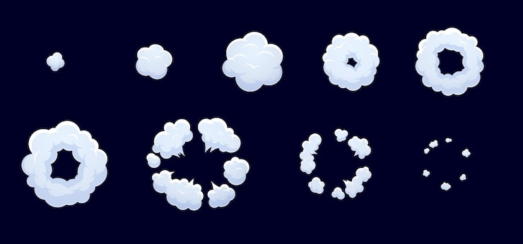 Vector smoke cloud explosion sprite or bomb blast effects