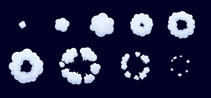 Vector smoke cloud explosion sprite or bomb blast effects