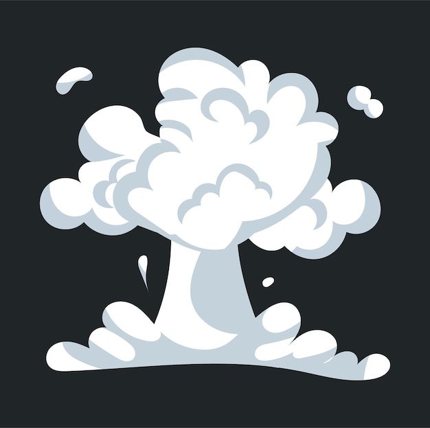 Vector smoke effect of explosion bomb with gas or dust clouds vector illustration in comic cartoon design