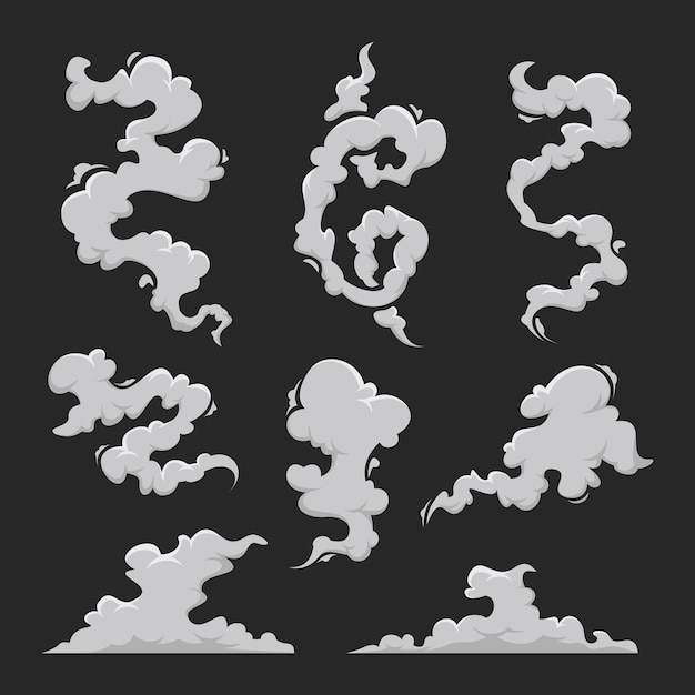 Vector smoke in a flat style on a black background