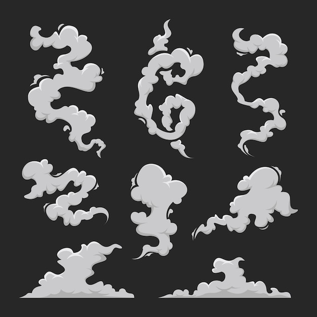 Premium Vector | Smoke in a flat style on a black background