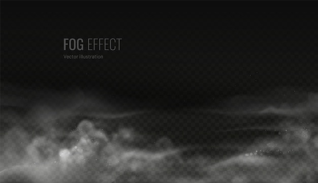 Vector smoke on floor fog effect over surface white cloud perspective overlay element transparent