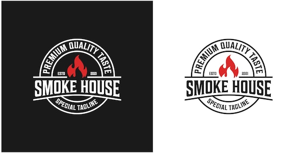 Smoke garden,rustic,grilled logo .premium vector 2