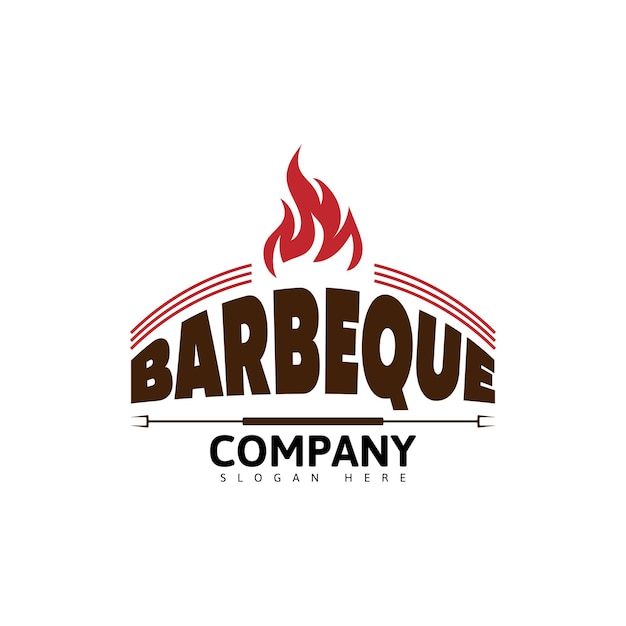 Smoke and grill BBQ with fork logo design vector