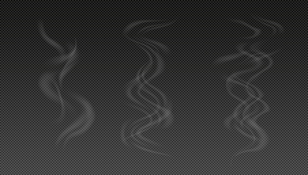 Smoke isolated on a black background Vector fog vapor set