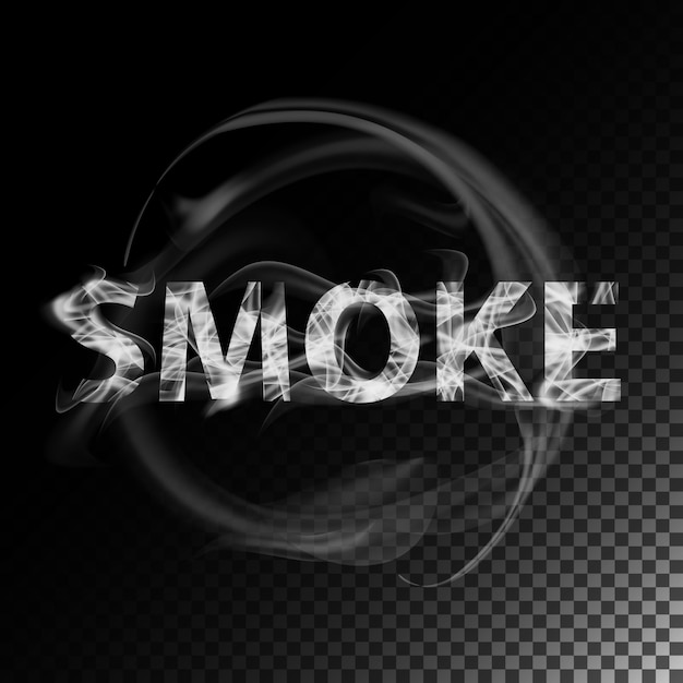 Vector smoke. text. realistic cigarette smoke waves