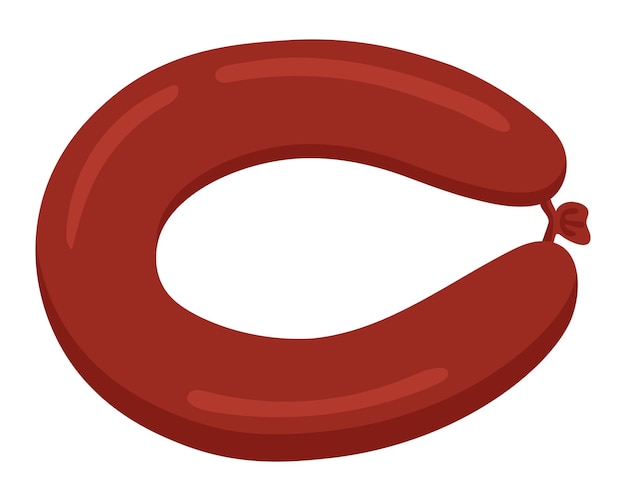 Кольцо копченой колбасы Еда Мясной продукт Векторная иллюстрация
