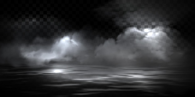 Smokefoggy haze mystery steam or clouds of mist above water surface