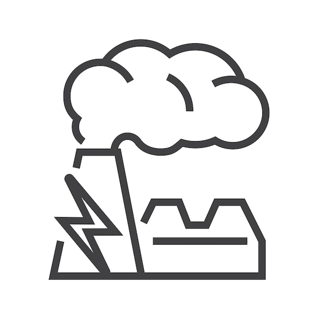 Smokehouse factory with llightning symbol Ecology icon Editable stroke icon